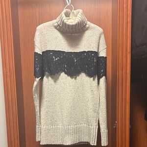 Marissa Webb Weston Light Gray Sweater with Black Lace